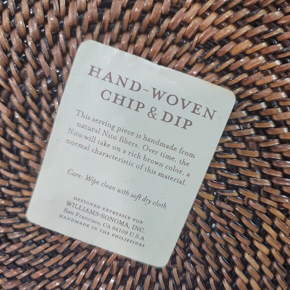 Williams-Sonoma Woven Chip & Dip Serving Tray With Ceramic Bowl - Picture 4 of 7